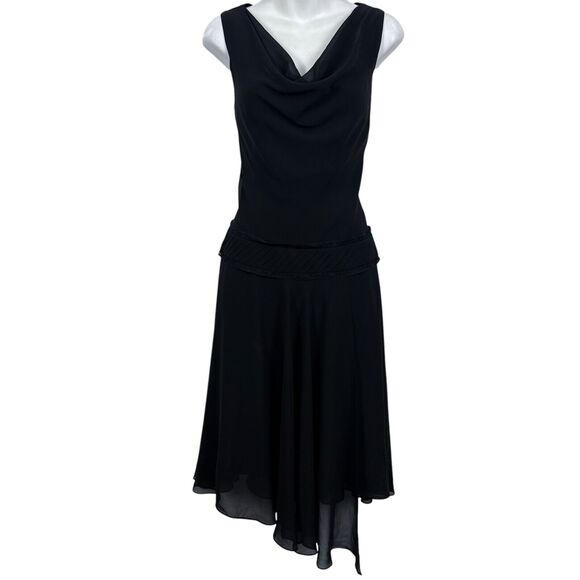 Liz Claiborne Womens Black Asymmetrical Scoop Neck Chiffon Whimsigoth Dress sz 6 - Picture 1 of 16
